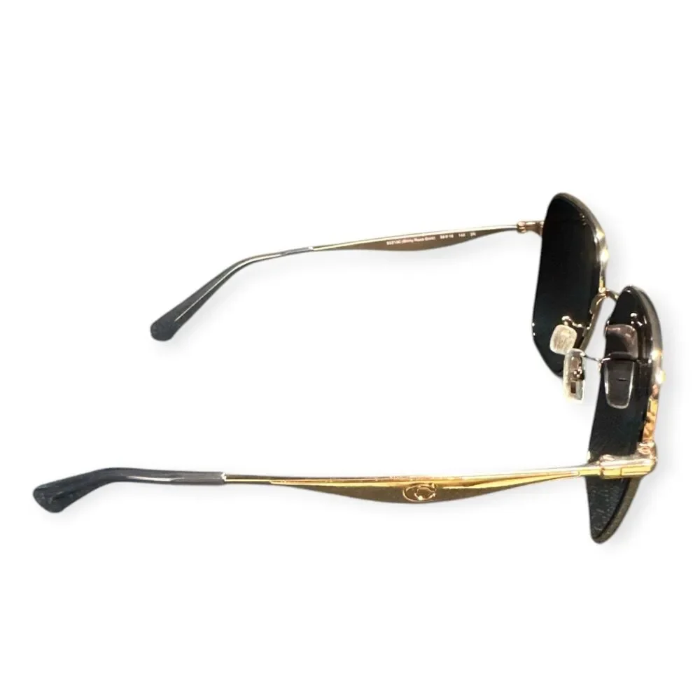 Coach Gold Sunglasses HC 7168‎ Shiny Rose Gold Metal Gray with Case Glam 145mm